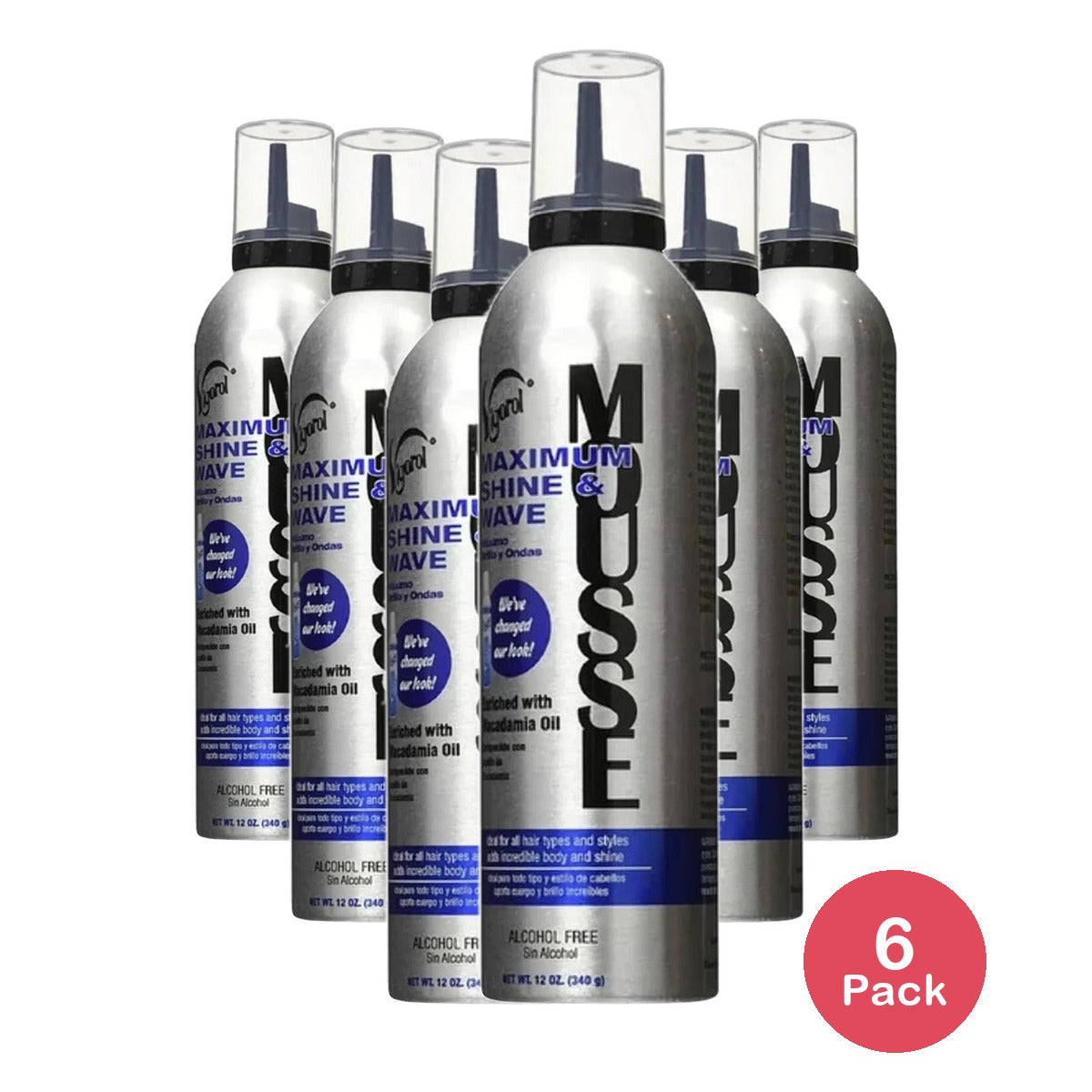 Vigorol Maximum Shine & Wave Mousse 12 Oz (Pack of 6)