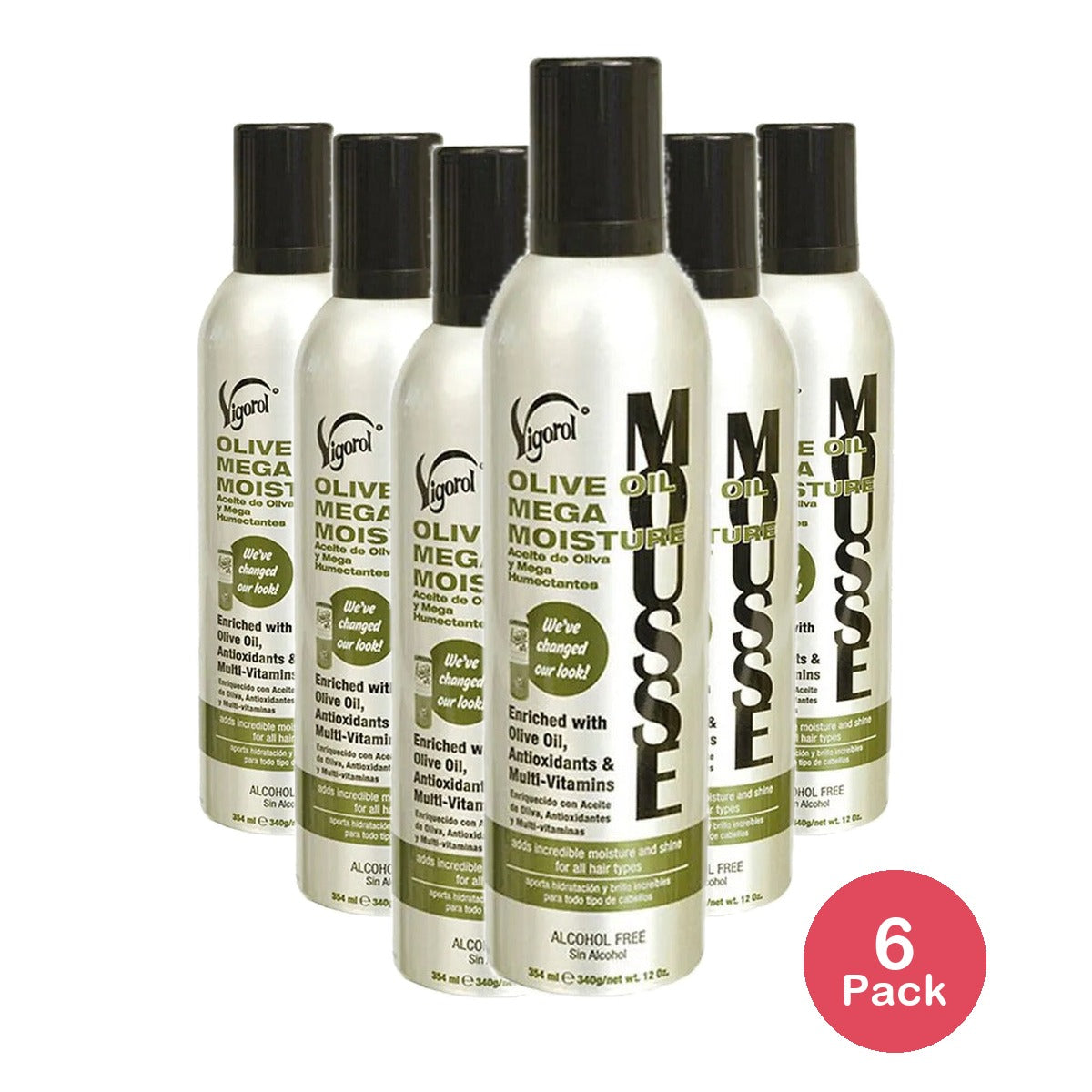 Vigorol Olive Oil Mega Moisture Hair Mousse 12 Oz (Pack of 6)