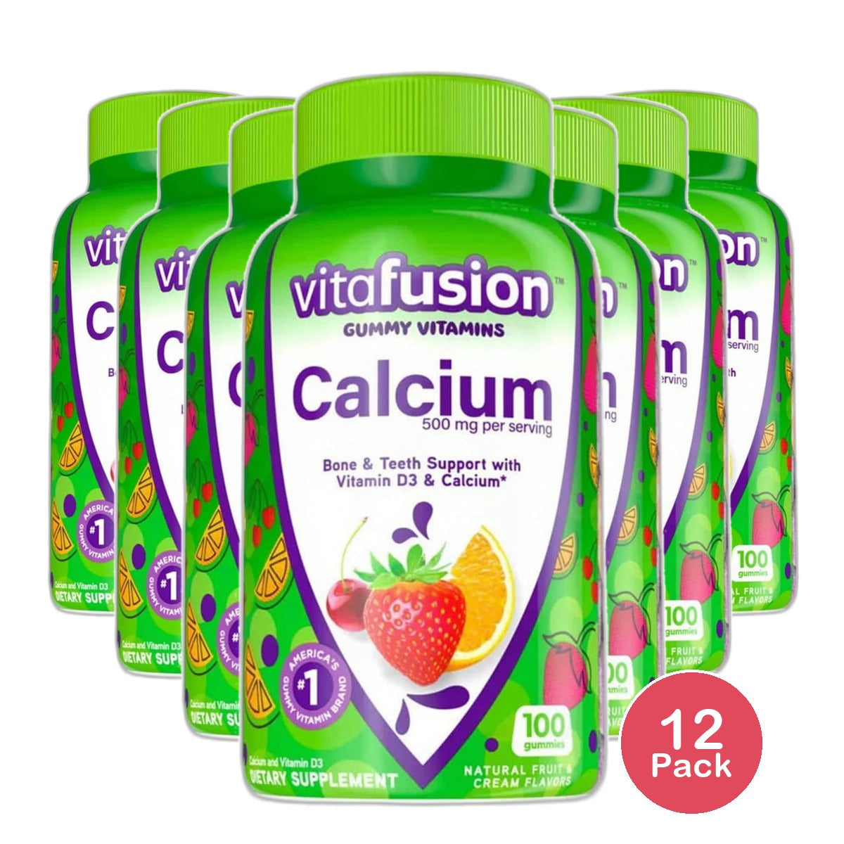 Vitafusion Calcium 500Mg Adult Vitamin Gummies Fruit And Cream 19.04oz (Pack of 12)