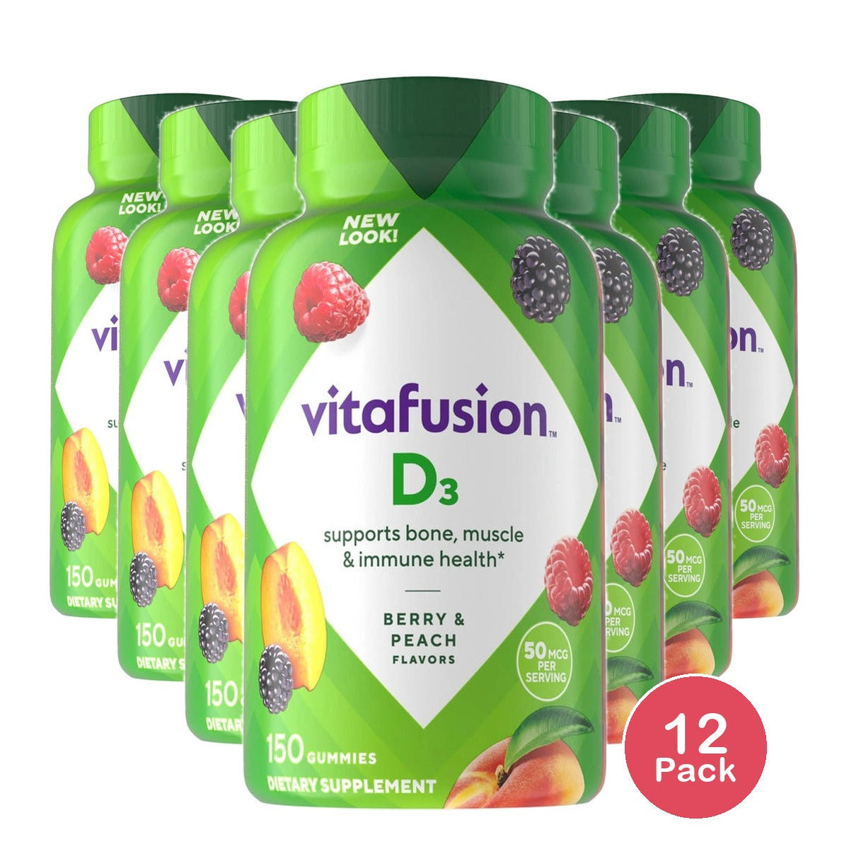 Vitafusion Vitamin D3 Gummy Vitamins, 50mcg per serving, Immune System Support (Pack of 12)