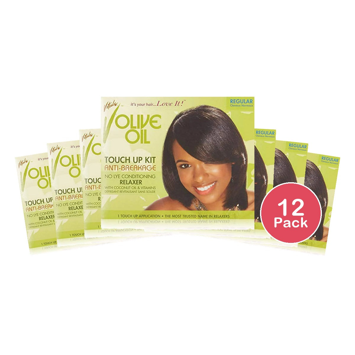 Vitale Olive Oil Touch-Up Anti-Breakage No-Lye Conditioning RelAxer Kit - Regula nan (Pack of 12)