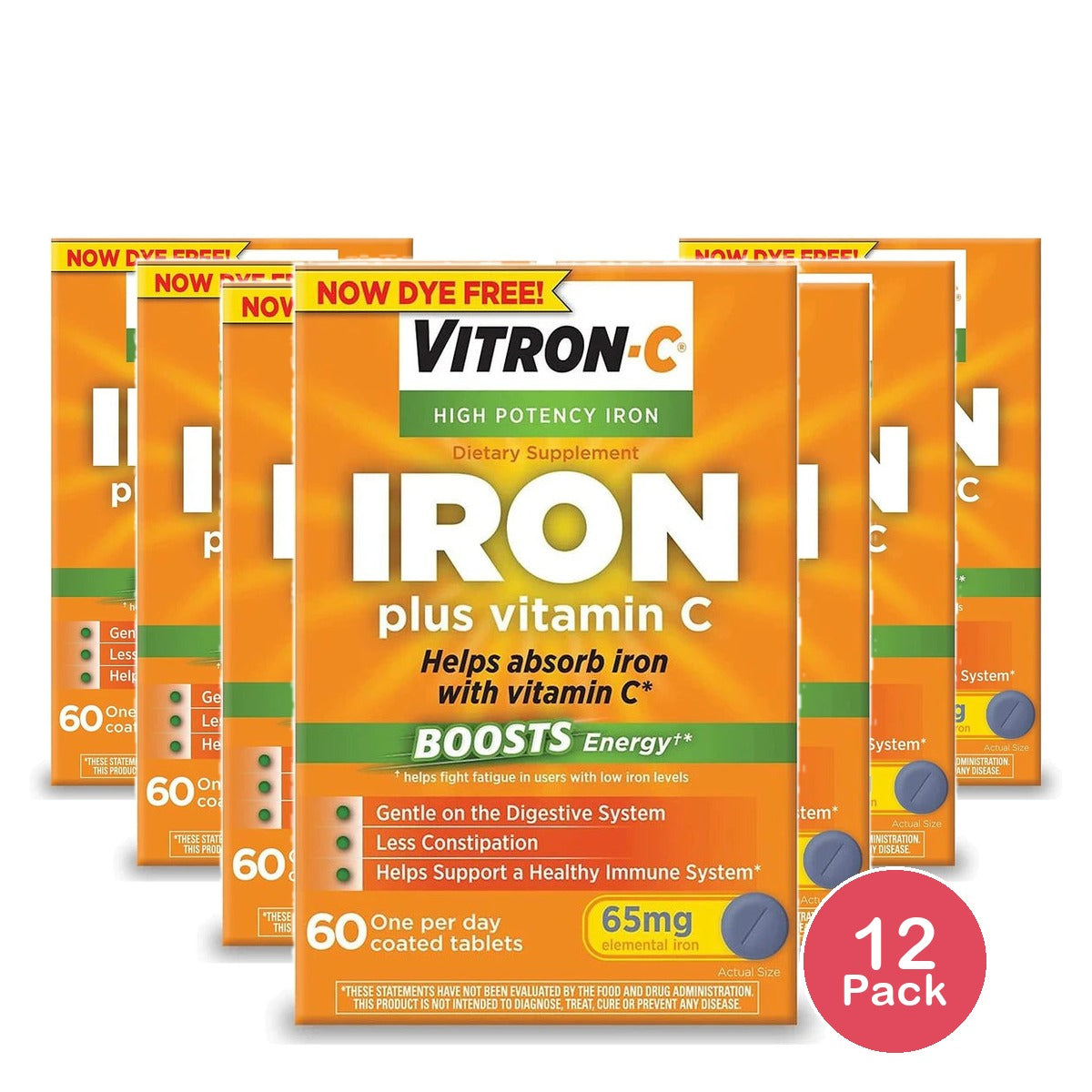 Vitron-C Iron Supplement Immunity Support Iron Supplements with Vitamin C Iron (Pack of 12)