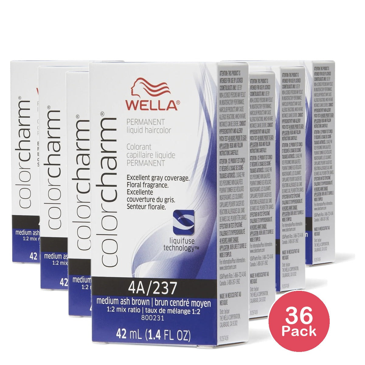 Wella Color Charm Permanent Liquid Haircolor 237 4A (Pack of 36)