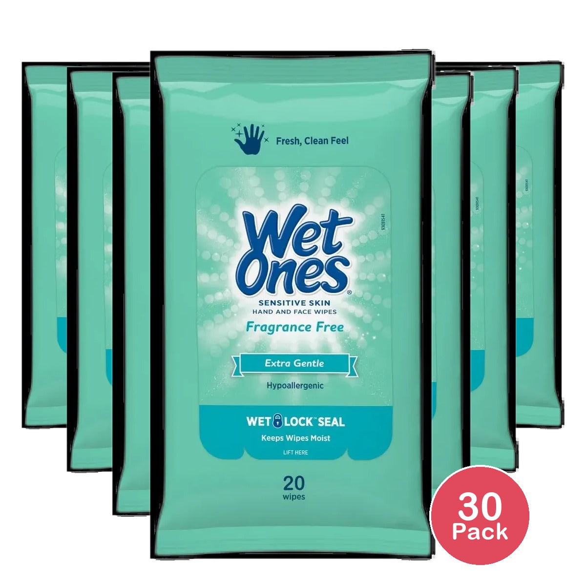 Wet Ones Hand & Face Wipes 20 Count 2.52oz (Pack of 30)