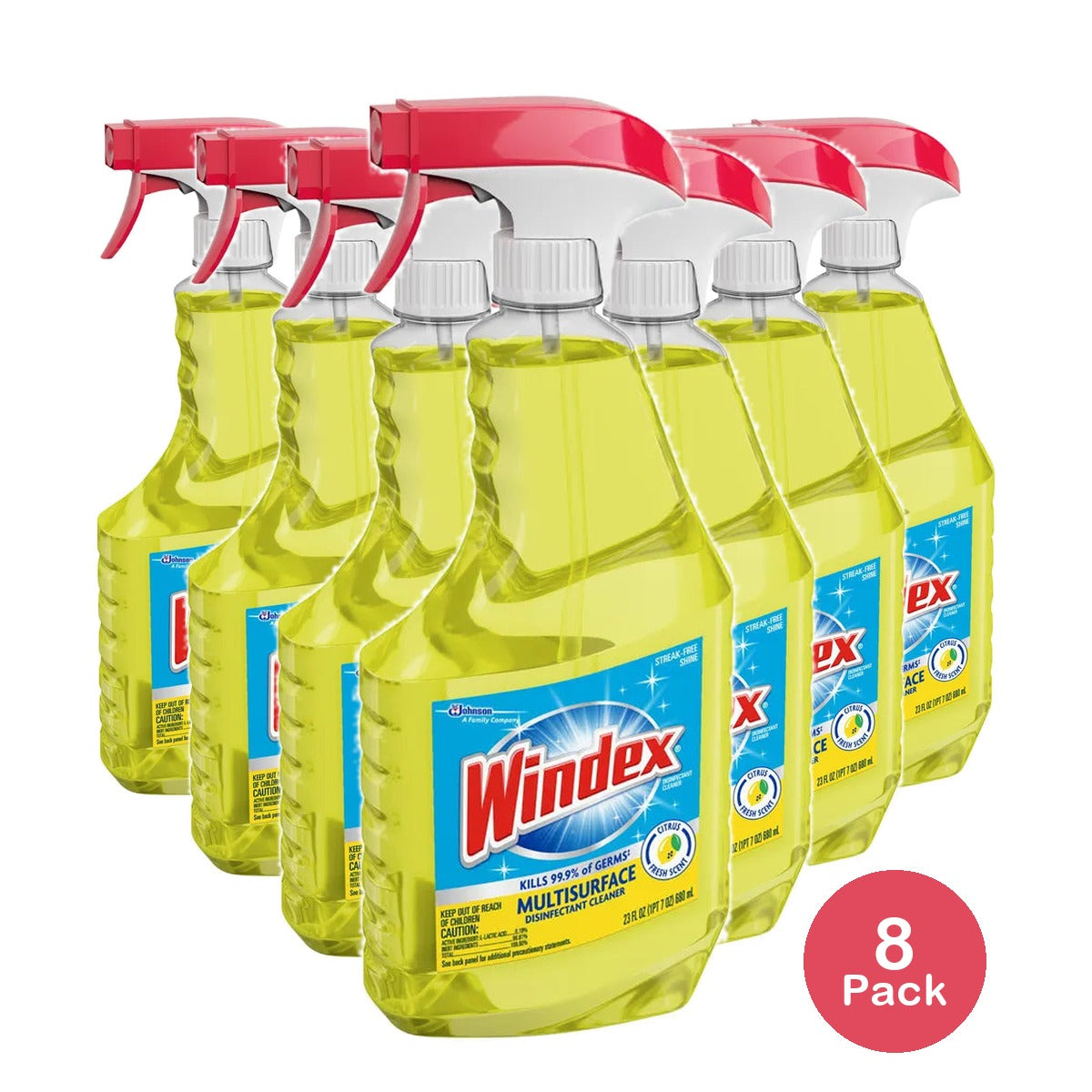 Windex Disinfectant Cleaner Multi-Surface Spray Citrus Fresh Scent 23Oz (Pack of 8)