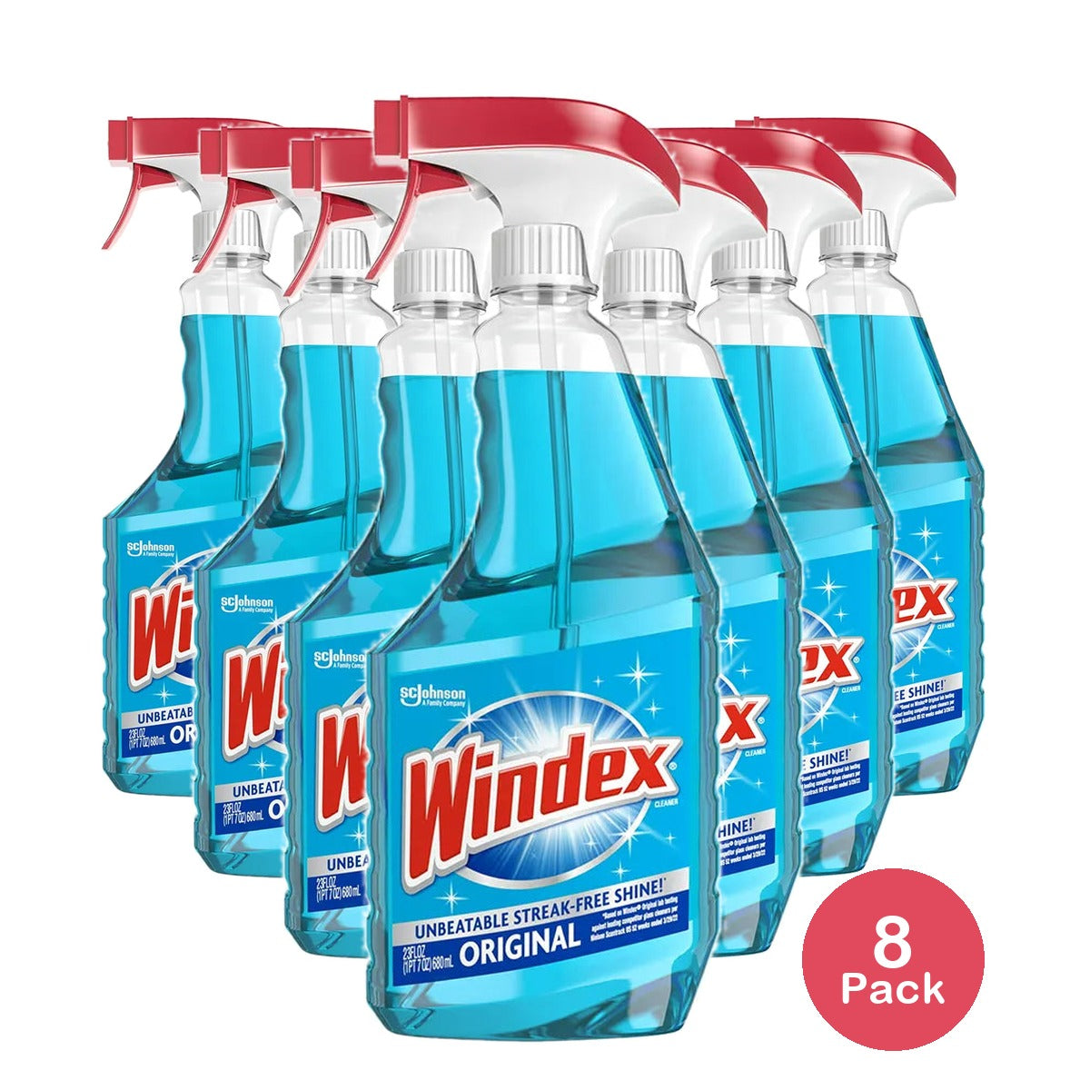 Windex Glass Cleaner Original Blue Spray Bottle 23Oz (Pack of 8)