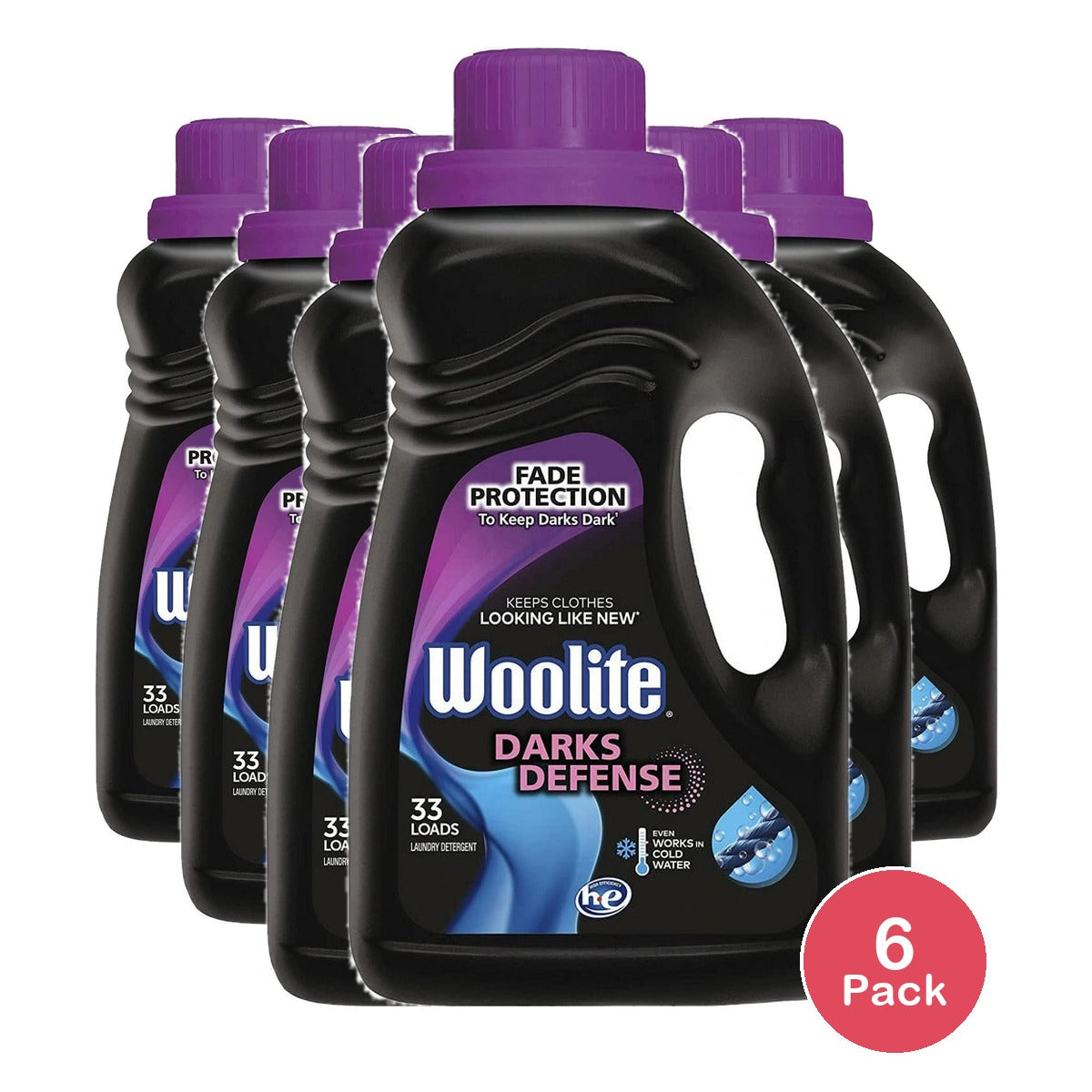 Woolite All Darks 33 Loads Liquid Laundry Detergent Dark & Black clothing 50 oz (Pack of 6)