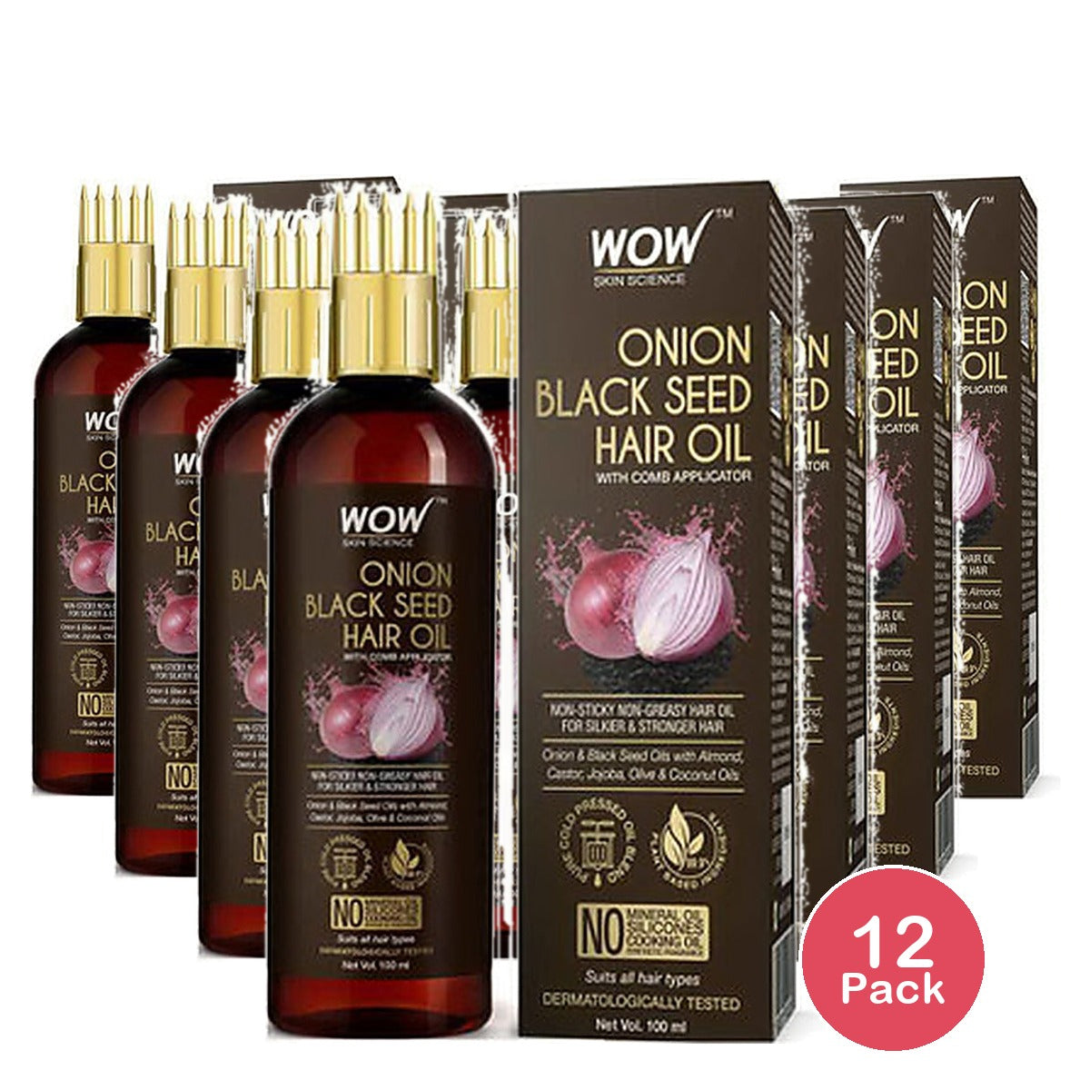 WOW Onion Black Seed Oil 3.38 Oz (Pack of 12)