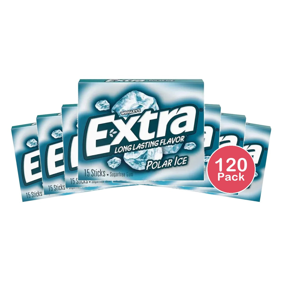 Wrigleys Extra Sugar Free Chewing Gum Polar Ice - 15 Sticks 10 Pack 0.11Oz (Pack Of 120)