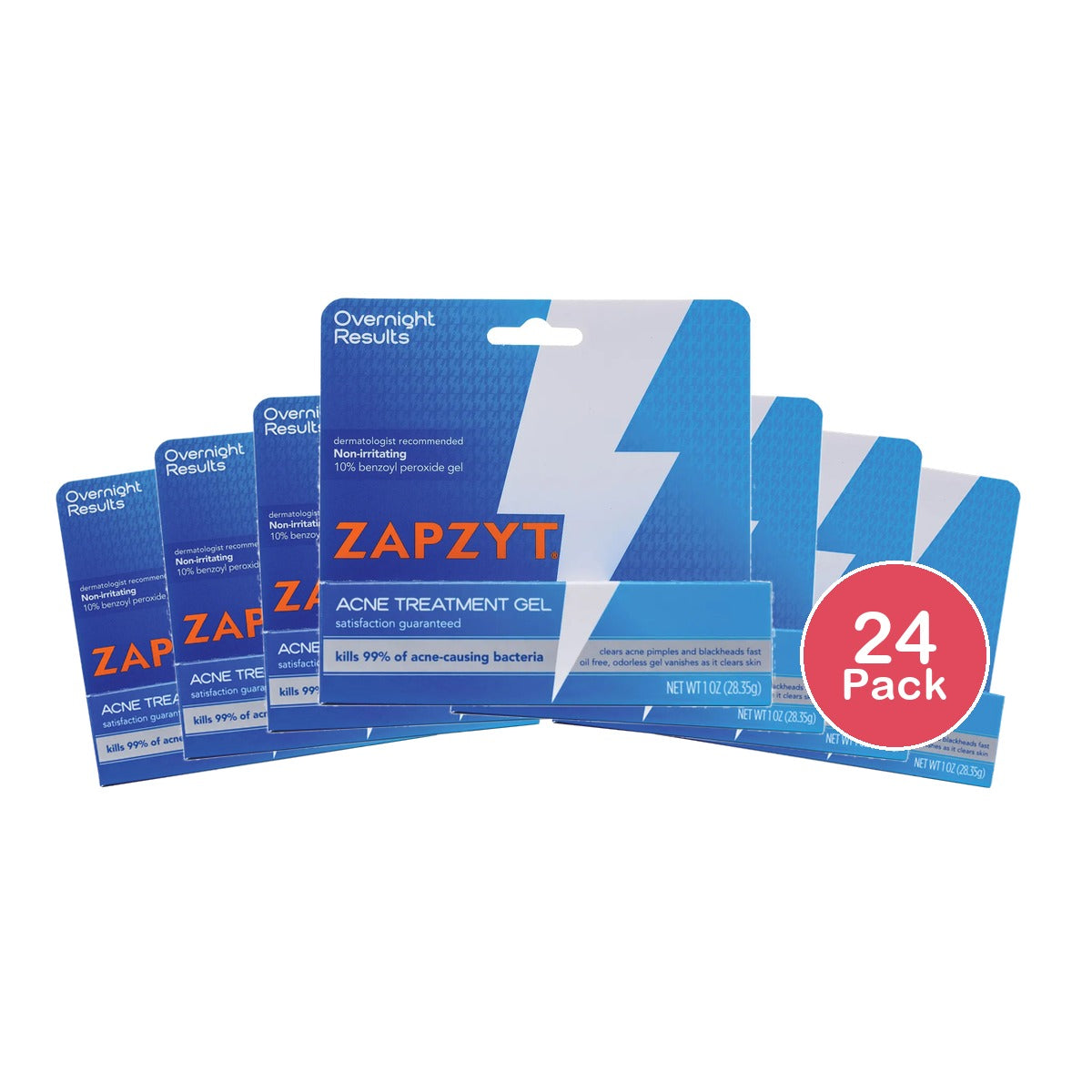 Zapzyt Maximum Strength 10% Benzoyl Peroxide Acne Treatment Gel 1Oz (Pack of 24)