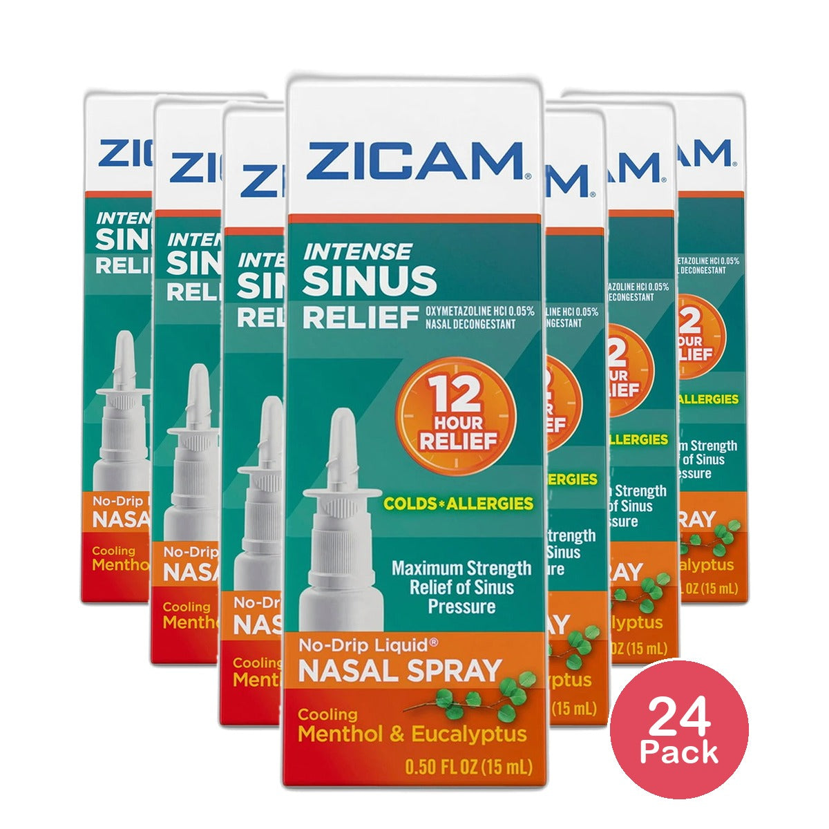 Zicam Intense Sinus Nasal Spray Relief Menthol & Eucalyptus 0.5Oz (Pack Of 24)