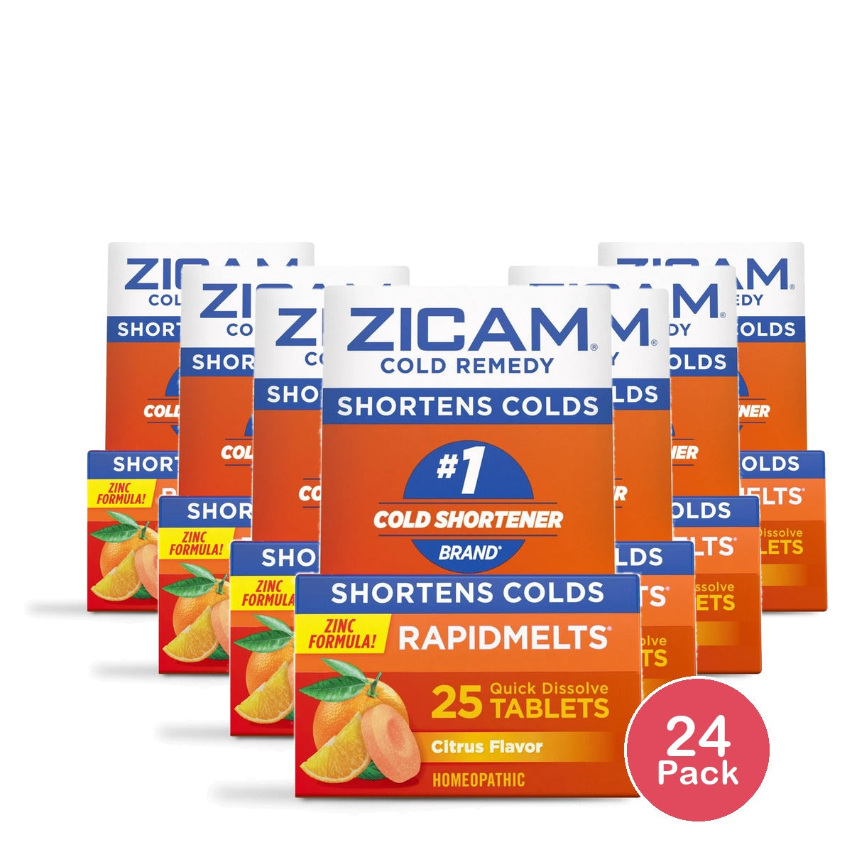 Zicam Zinc Cold Remedy RapidMelts Quick Dissolve Tablets - Citrus - 25ct 1.44 Oz (Pack of 24)