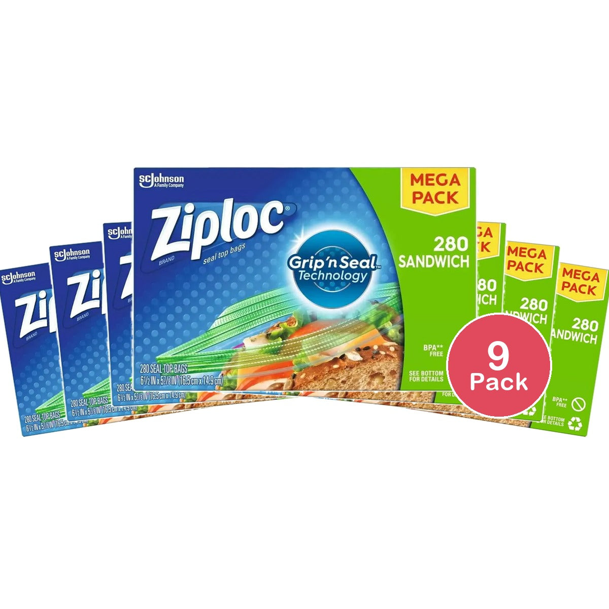 Ziploc Brand Sandwich Bags 63.36oz (Pack of 9)
