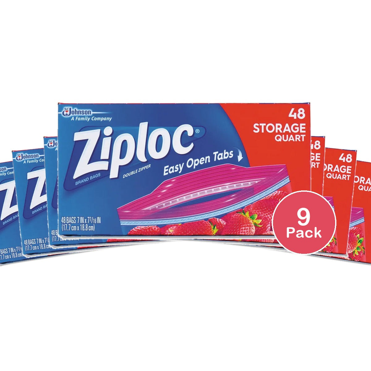 Ziploc Quart Food Storage Bags Grip 'N Seal Technology (Pack Of 9)