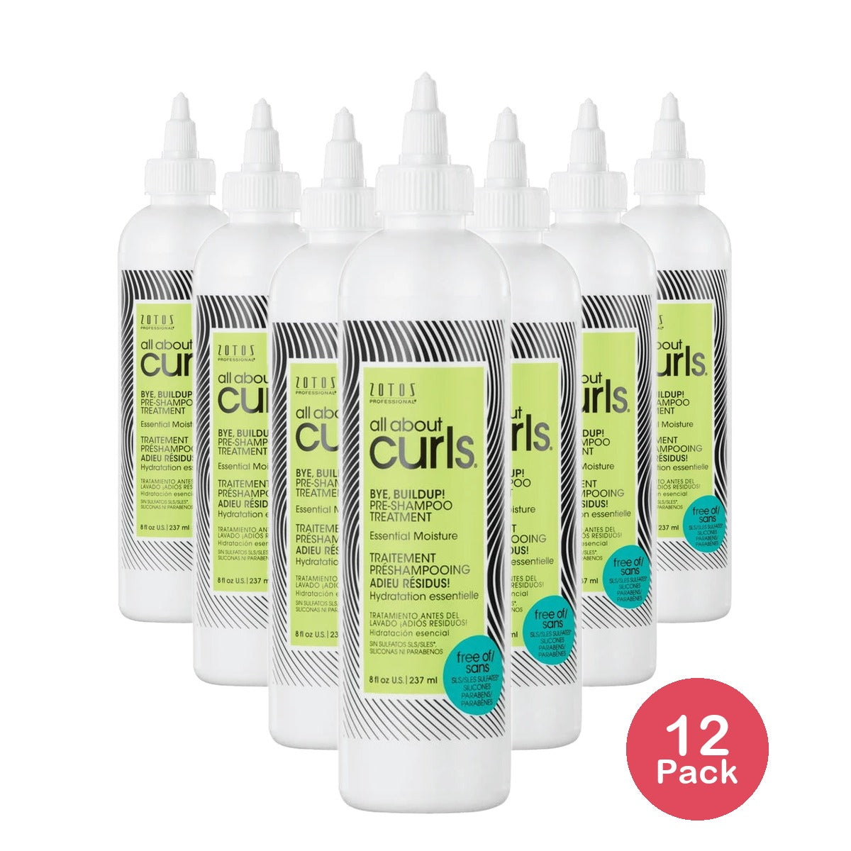 Zotos All About Curls Bye Buildup! Pre-Shampoo Treatment, 8 Fl. Oz (Pack of 12)