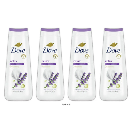 Dove Relax Body Wash - Lavender & Chamomile 24hr Lotion-Soft Skin - 20 OZ (Pack of 4)