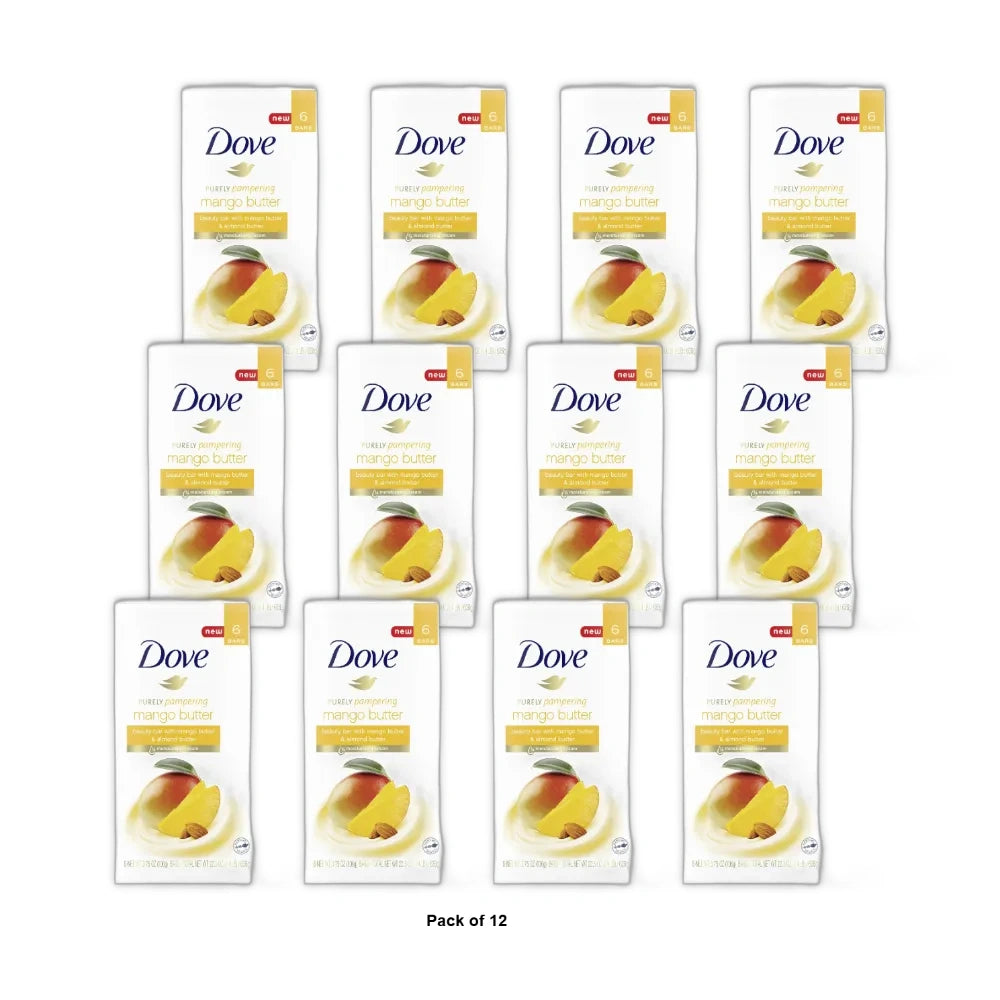 Dove Purely Pampering Beauty Bar with Mango Butter 6 bars 22.5 Oz (Pack of 12)