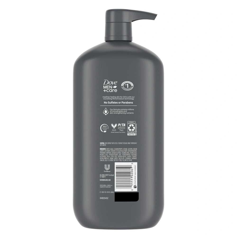 Dove Men+Care Clean Comfort Hydrating Body & Face Wash Pump - Sulfate Free - 30 OZ(Pack of 4)