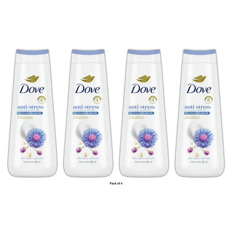 Dove Body Wash for Women Moisturizing Anti-Stress Blue Chamomile & Oat Milk Clear 20 oz (Pack of 4)