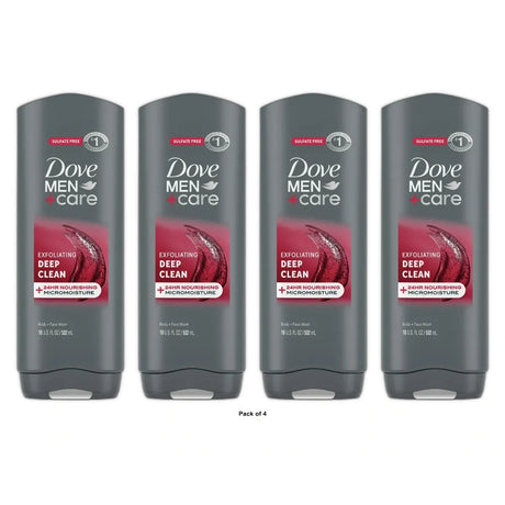 Dove Men + Care Body and Face Wash, Deep Clean, 18 OZ (Pack of 4)