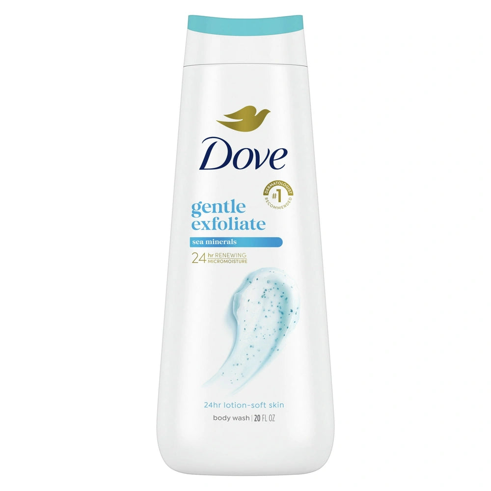 Dove Body Wash for Women Gentle Exfoliating with Sea Minerals All Skin 20 OZ (Pack of 4)