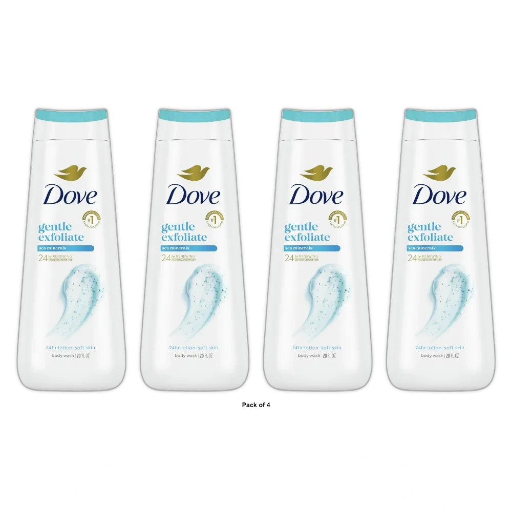 Dove Body Wash for Women Gentle Exfoliating with Sea Minerals All Skin 20 OZ (Pack of 4)