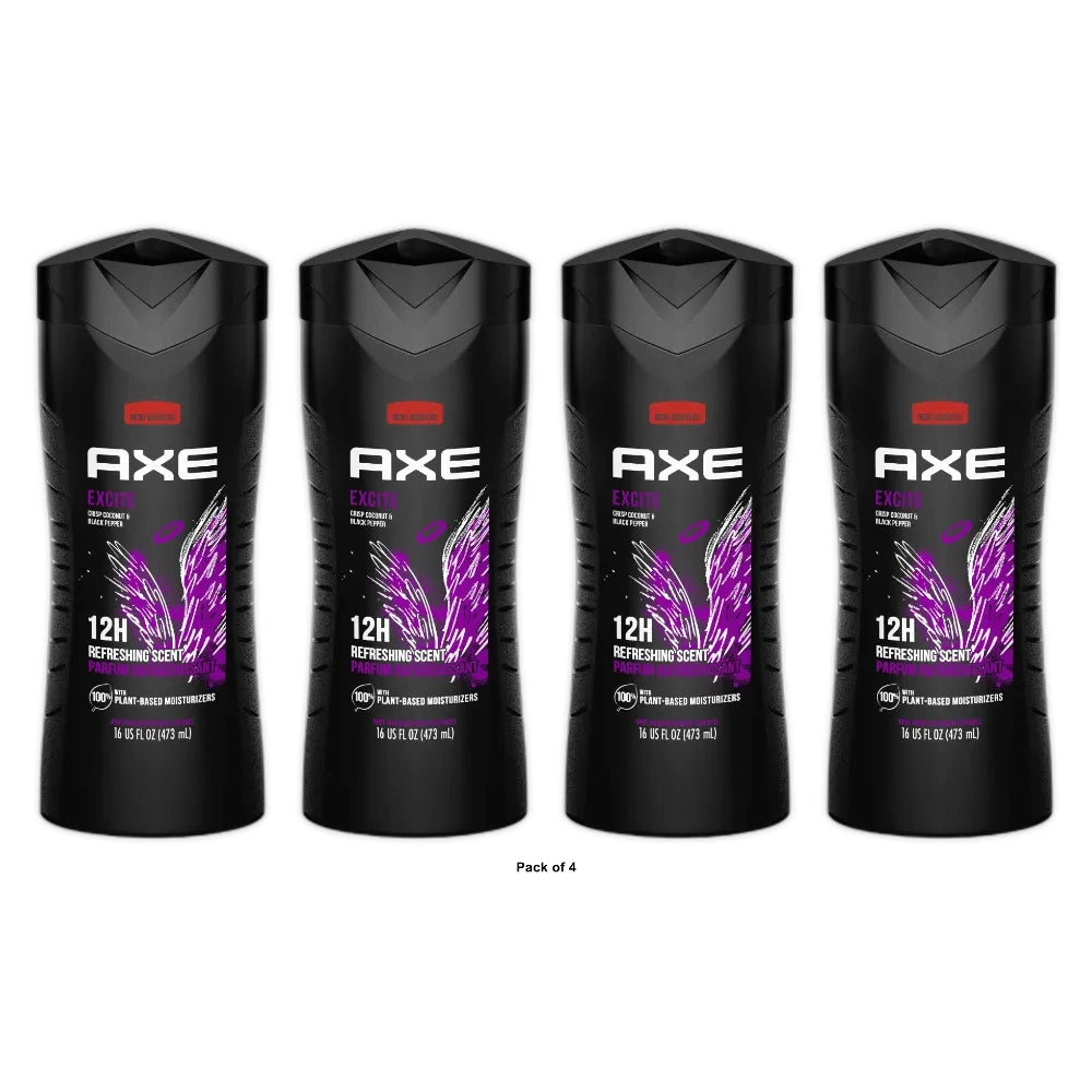 AXE Body Wash for Men Excite 16 OZ(Pack of 4)
