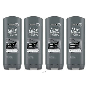 Dove Men+Care Purifying Hydrating Face & Body Wash for Men Charcoal & Clay 18 fl oz (Pack of 4)