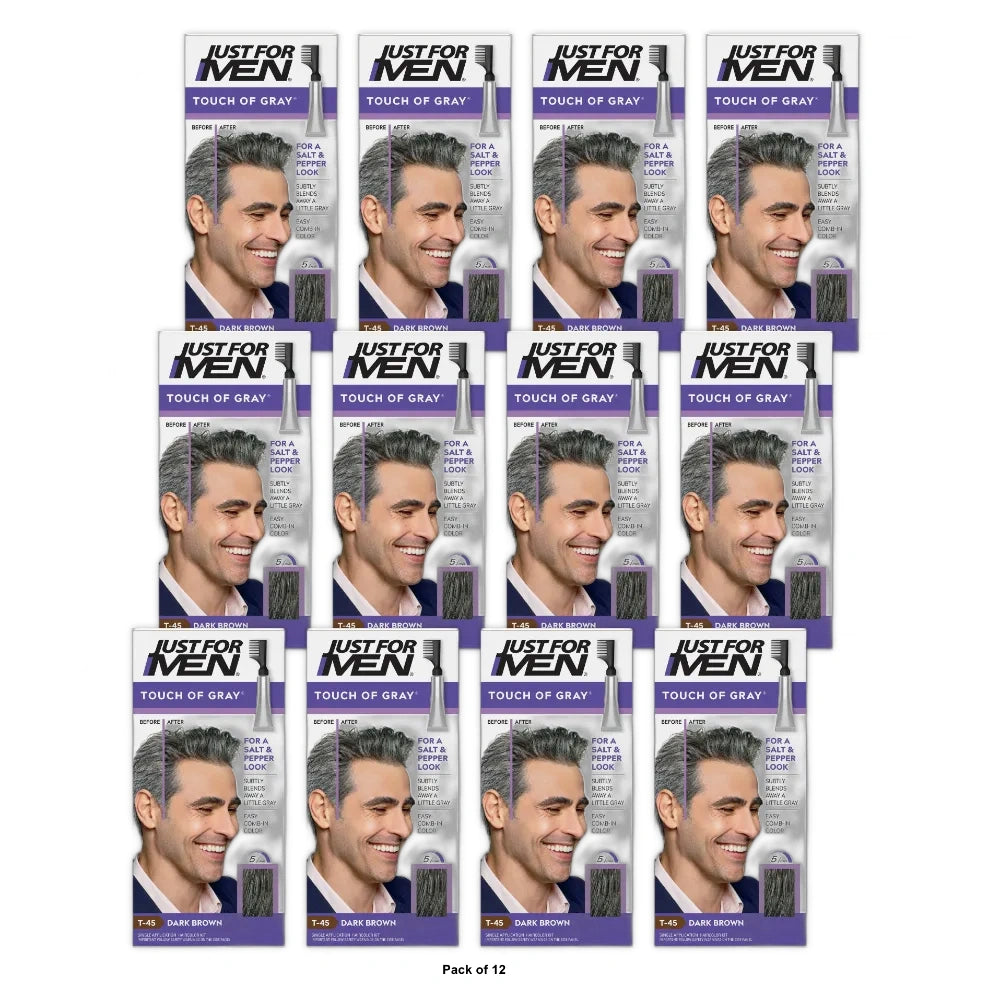 Just For Men Touch of Gray, Hair Coloring with Comb Applicator, Great for a Salt (Pack of 12)