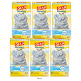 Glad ForceFlex Tall Kitchen Trash Bags 13 Gallon 40 Bags Fresh Clean Scent F (Pack of 6)