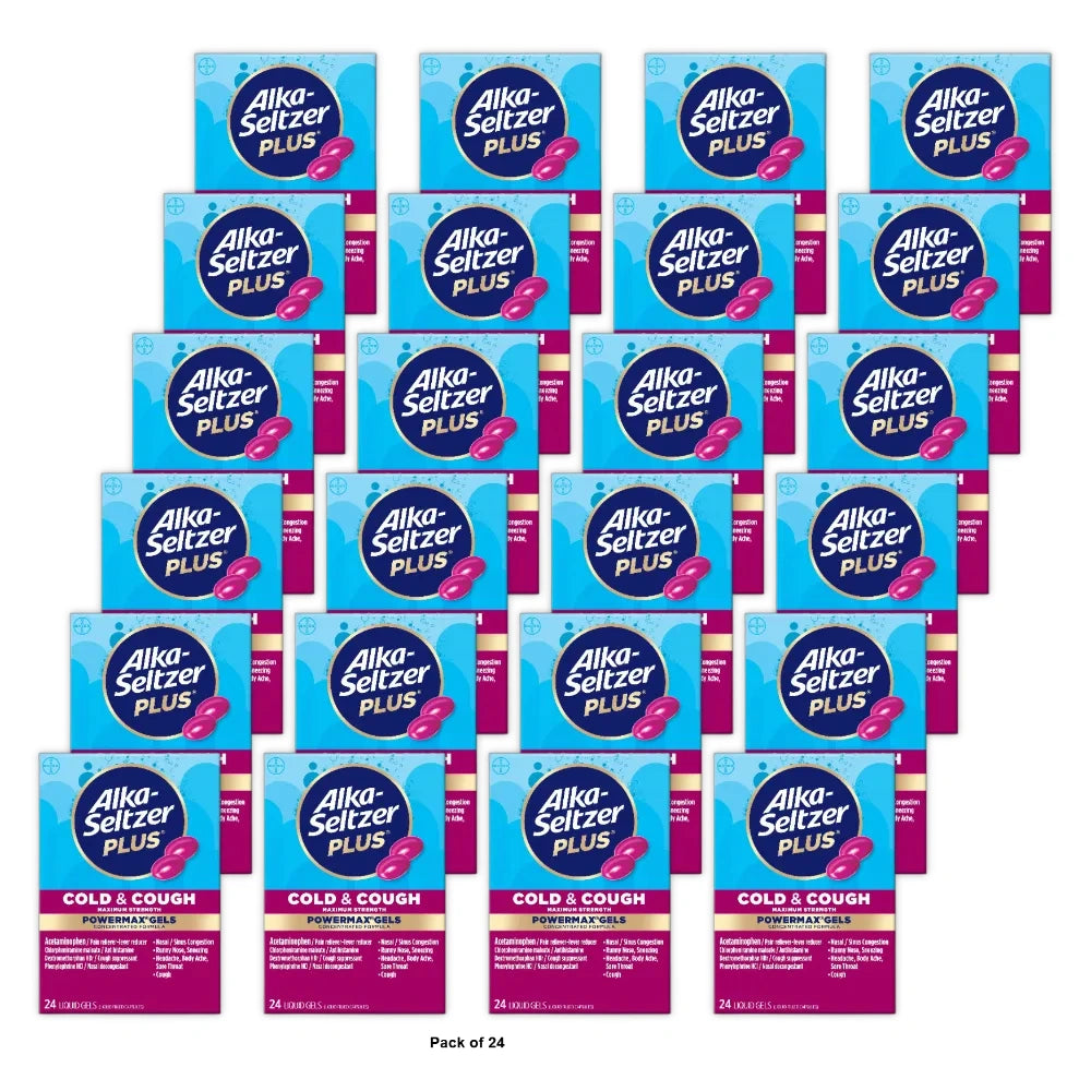 Alka-Seltzer Plus Maximum Strength Powermax Cold & Cough Liquid Gels 24 Ct (Pack of 24)