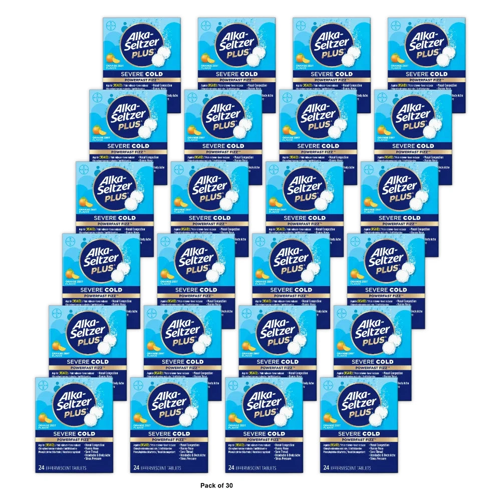Alka-Seltzer Plus Powerfast Fizz Severe Cold Medicine Orange Zest Effervescent (Pack of 30)