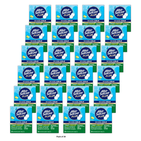 Alka-Seltzer Plus Powerfast Fizz Severe Night Cold Medicine Lemon Effervescent (Pack of 30)