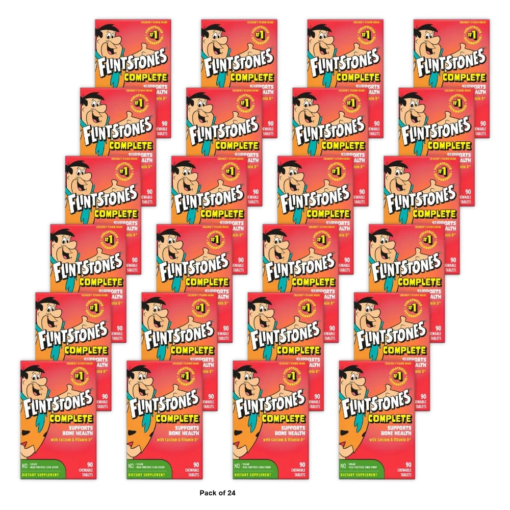 Flintstones Chewable Kids Vitamins + Extra Iron with Vitamin D 90 Count (Pack of 24)