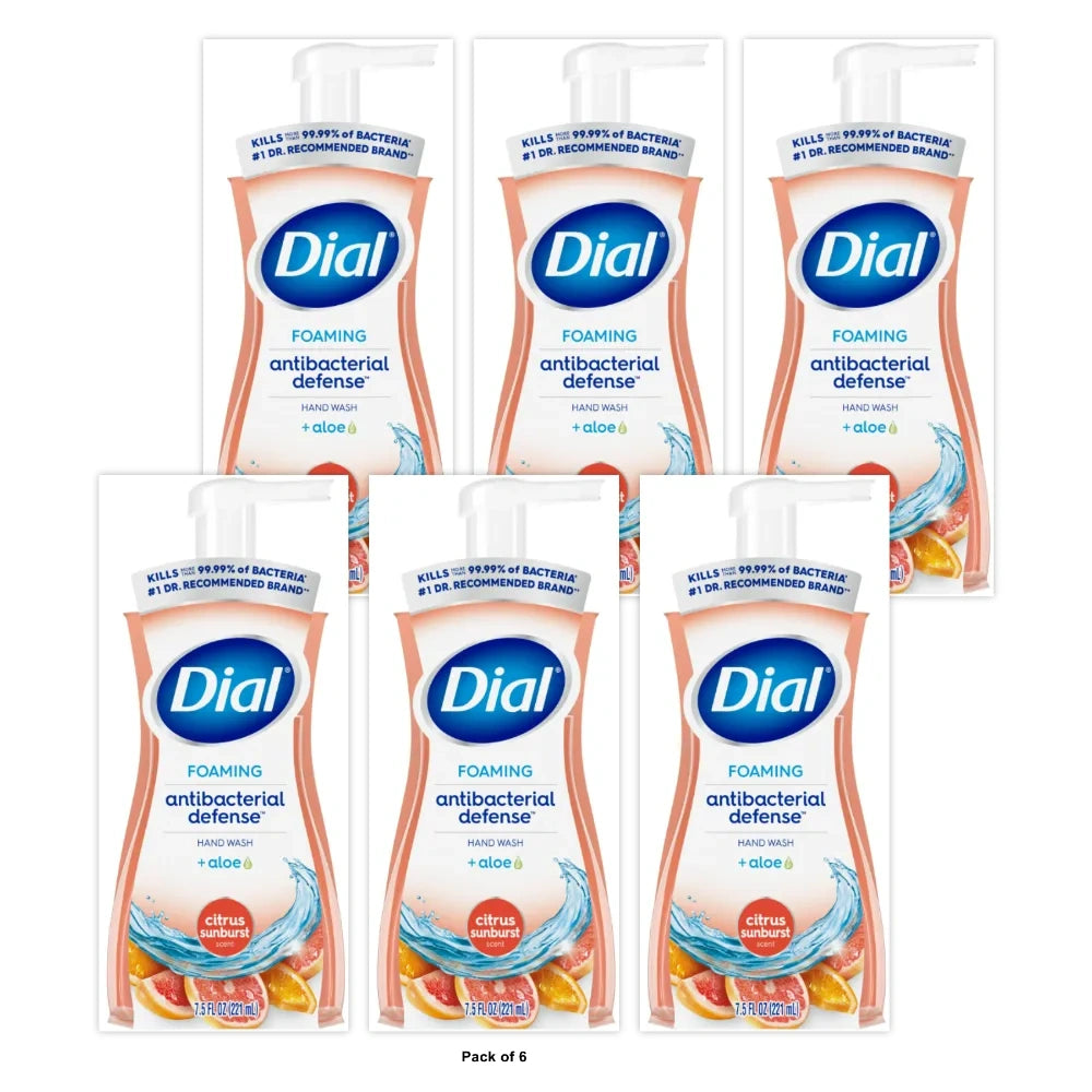 Dial Antibacterial Foaming Hand Wash Citrus Sunburst 7.5 FL OZ (Pack of 6)