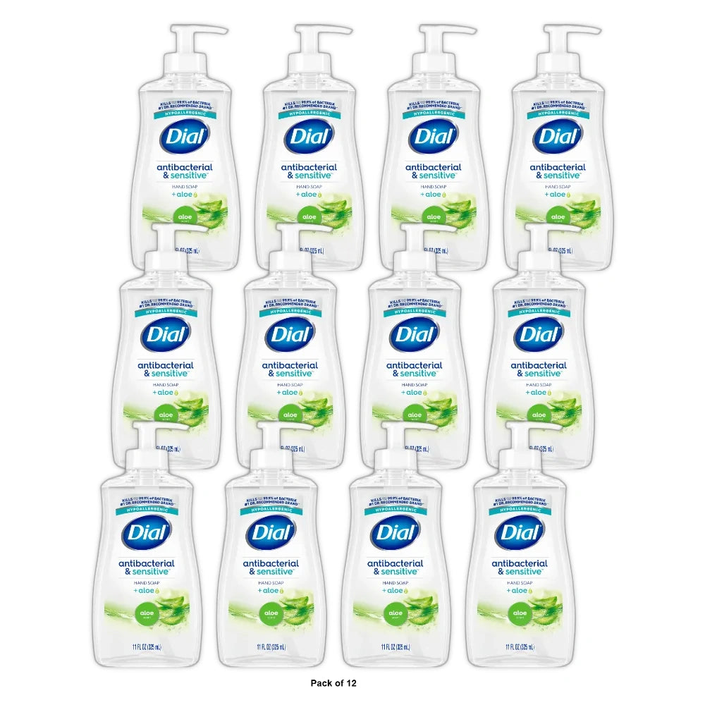 Dial Antibacterial Liquid Hand Soap Aloe Scent 11 fl Oz (Pack of 12)