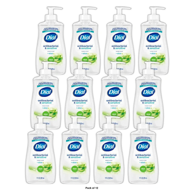 Dial Antibacterial Liquid Hand Soap Aloe Scent 11 fl Oz (Pack of 12)