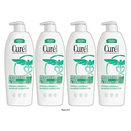 Curel Fragrance Free Body Lotion, Hand Moisturizer For Sensitive Skin, Advanced 20 oz (Pack of 4)