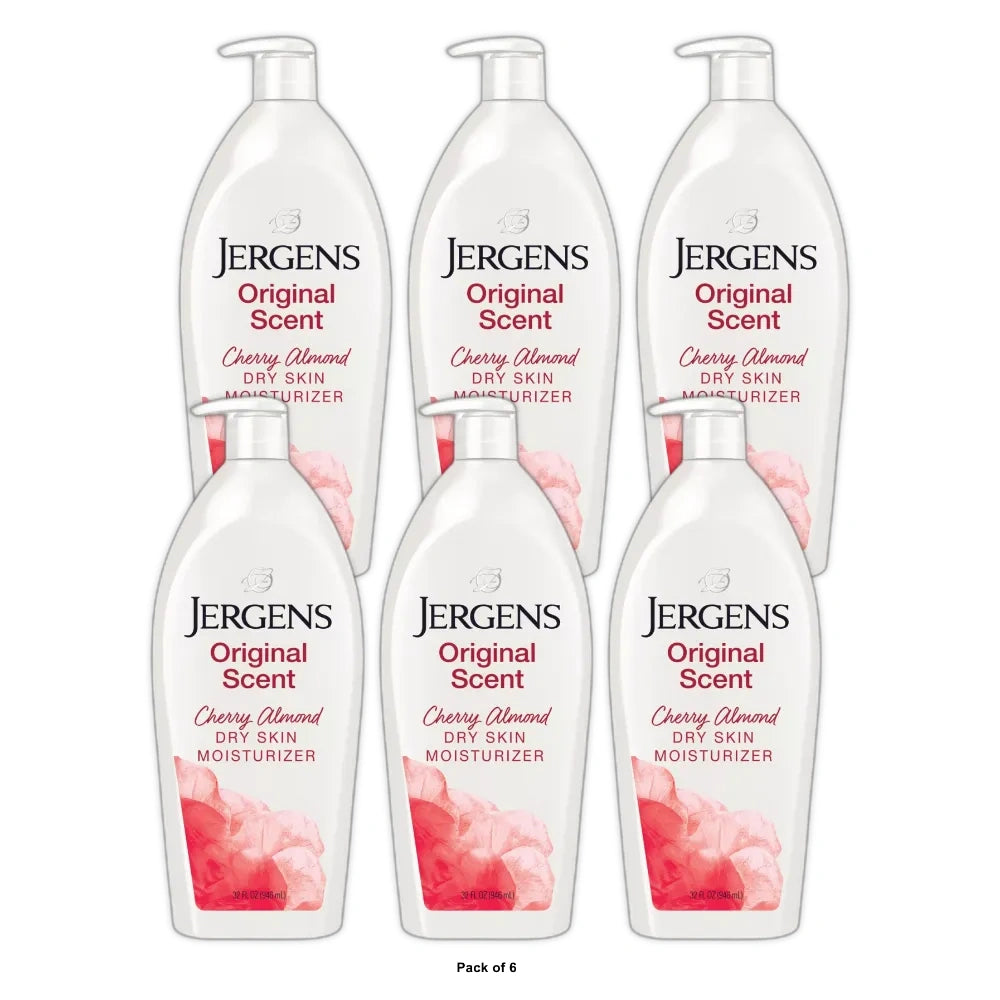 Jergens Original Scent with Cherry Almond Essence Dry Skin Moisturizer, Long Las 32 fl oz (Pack of 6)