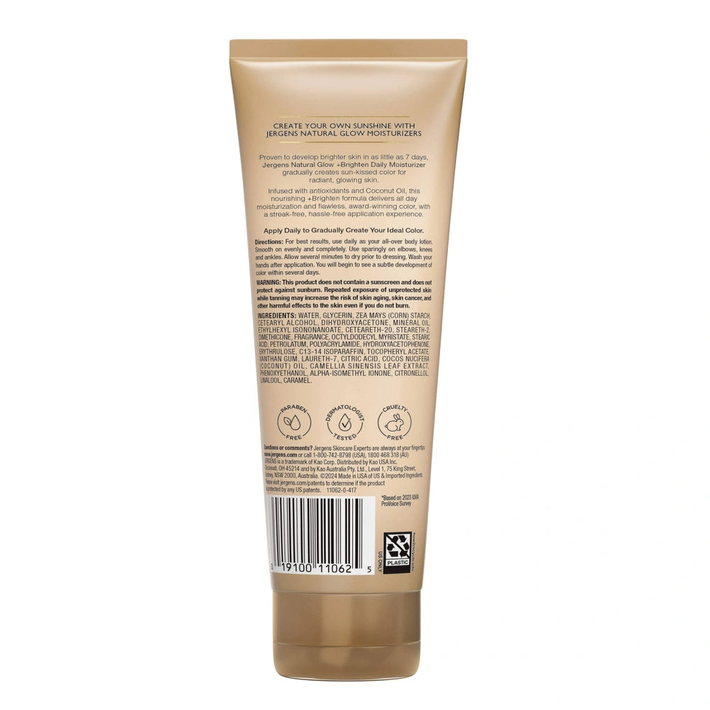 Jergens Natural Glow Daily Moisturizer Self Tanner Body Lotion Sunless Tanning 7.5 OZ (Pack of 5)