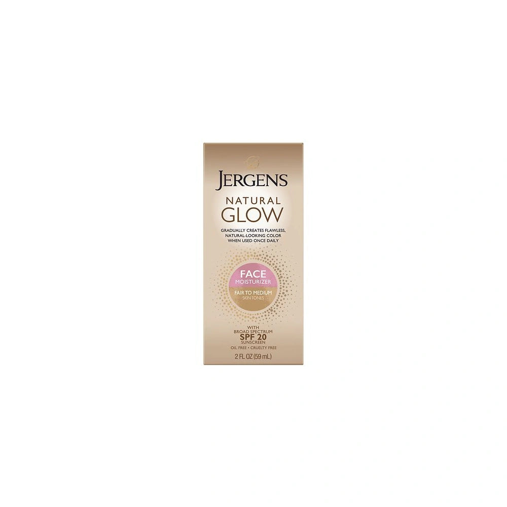 Jergens Natural Glow Face Moisturizer Self Tanner Daily Sunscreen - Spf 20 - 2 Fl Oz (Pack Of 6)