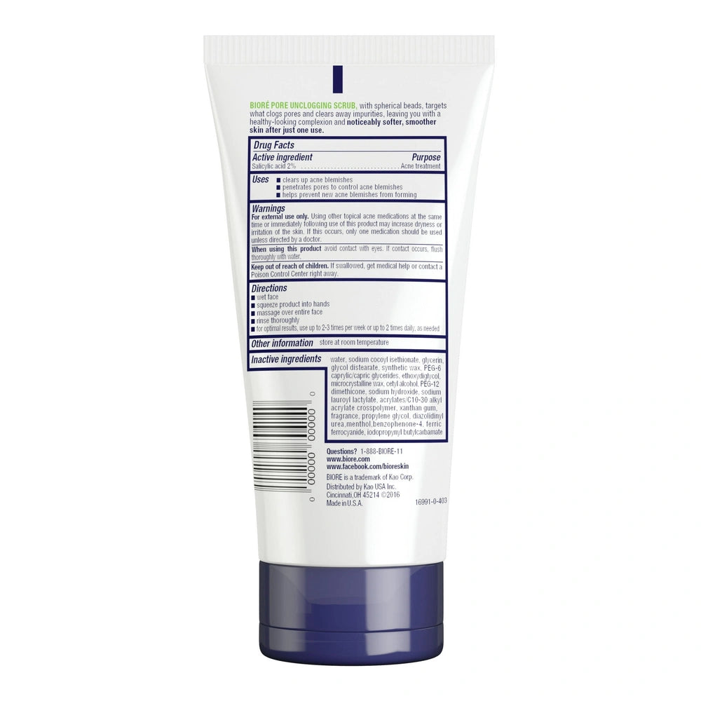 Bioré Pore Unclogging Scrub 2% Salicylic Acid Oil-Free Penetrates Pores 5 oz (Pack of 12)