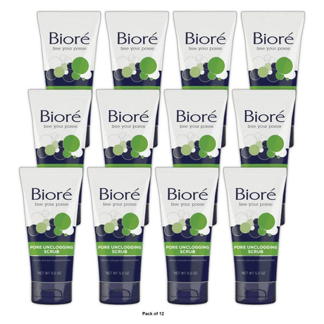 Bioré Pore Unclogging Scrub 2% Salicylic Acid Oil-Free Penetrates Pores 5 oz (Pack of 12)