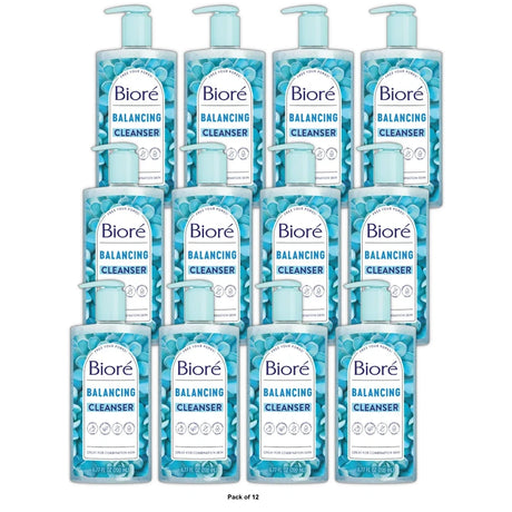 Biore Blue Agave + Baking Soda Balancing Pore Combination Skin Cleanser, Gently 6.77 oz (Pack of 12)