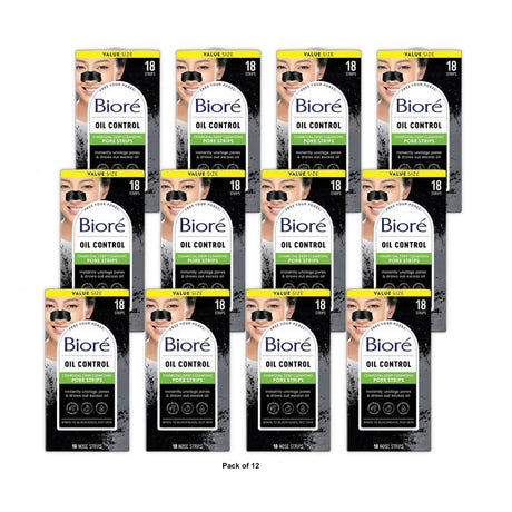 Biore Charcoal Deep Cleansing Blackhead Remover Pore Strips, Nose Strips For Dee 18.0 EA (Pack of 12)
