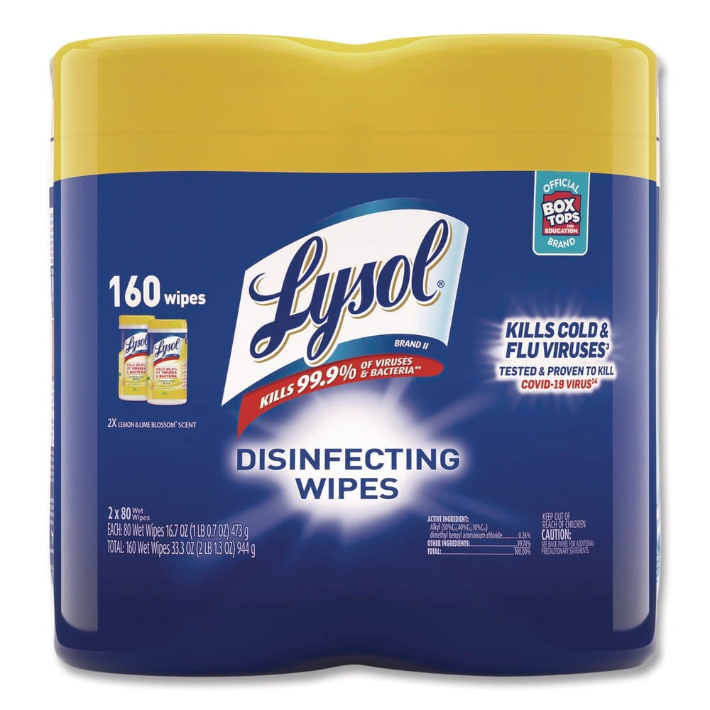 Lysol Disinfectant Wipes Multi-Surface Antibacterial Cleaning Wipes For Disinfecting and Cleaning Lemon and Lime Blossom (Pack of 3)