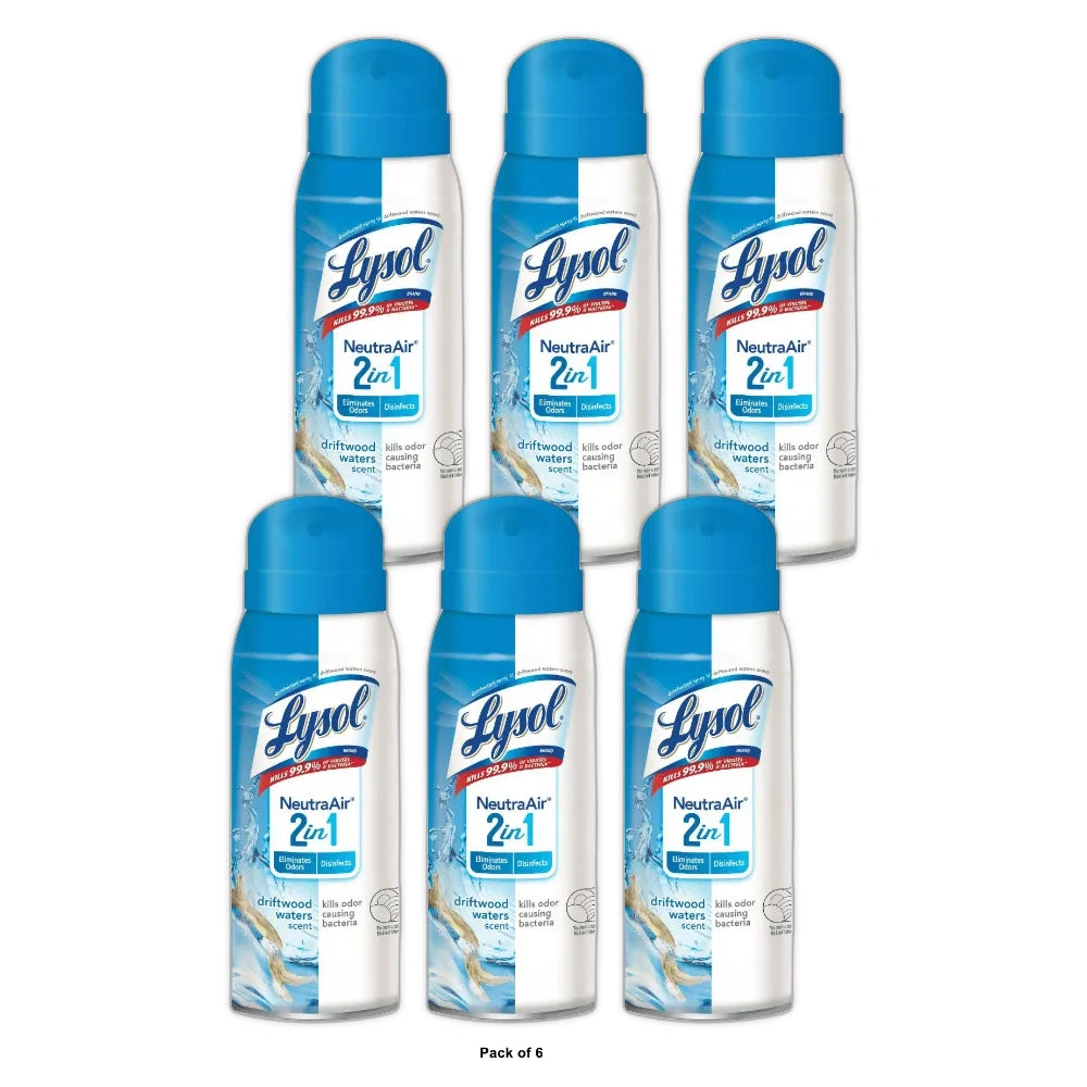 Lysol NeutraAir Disinfectant Spray 2 In 1: Eliminates Odors and Disinfects Dri 10 oz (Pack of 6)