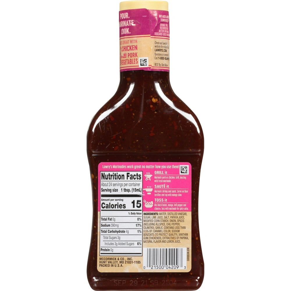 Lawry s Caribbean Jerk With Papaya Marinade 12 Fl. Oz (Pack of 6)
