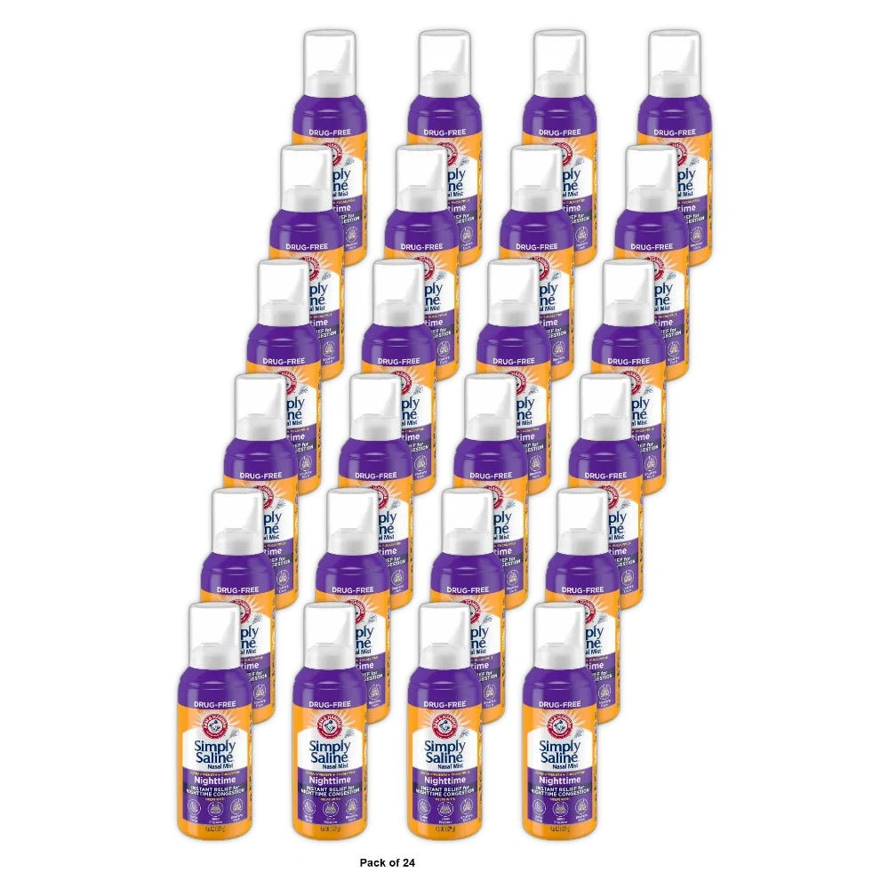 ARM HAMMER Simply Saline Nighttime Nasal Mist 4.6- Instant Relief for SEVERE C 4.6 Oz (Pack of 24)