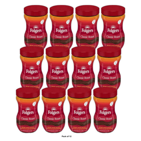 Folgers Classic Roast Instant Coffee 3 OZ (Pack of 12)